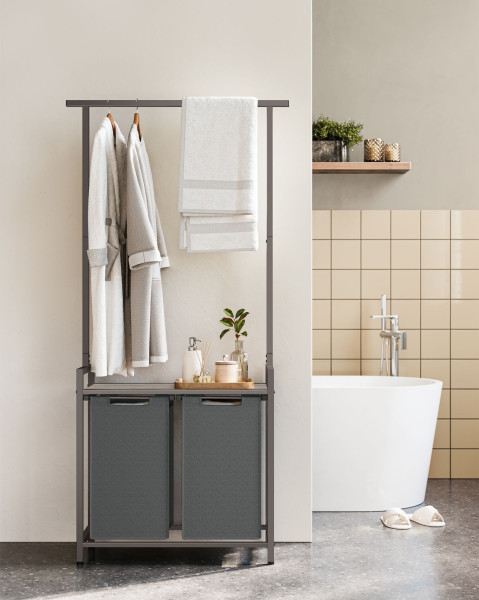 Kosz na pranie 2 komory i wieszak 2x46L Loft