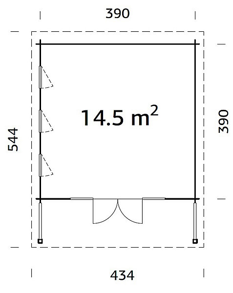 Abri de jardin en bois épicéa Caroline Palmako ép. 44m 23,2m²