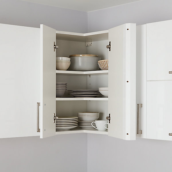 Caisson haut d'angle de cuisine 2 portes GoodHome Caraway Blanc H. 72 cm x l. 63 cm