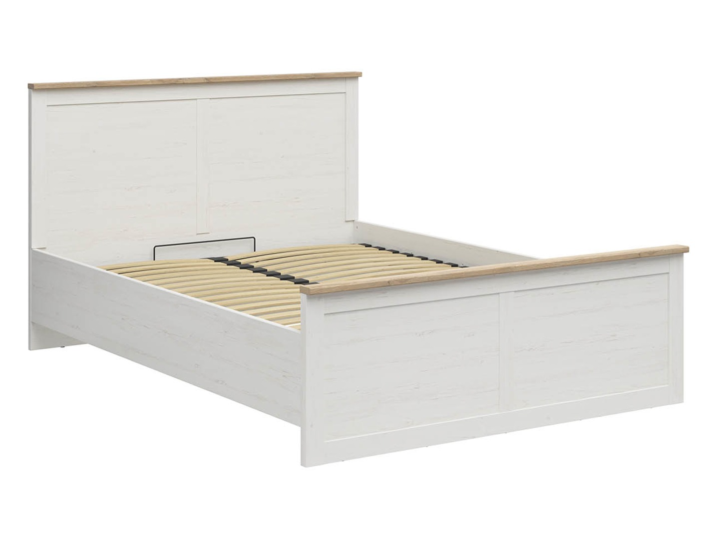 Łóżko Loksa B 160x200 ze stelażem i pojemnikiem sosna andersen biała