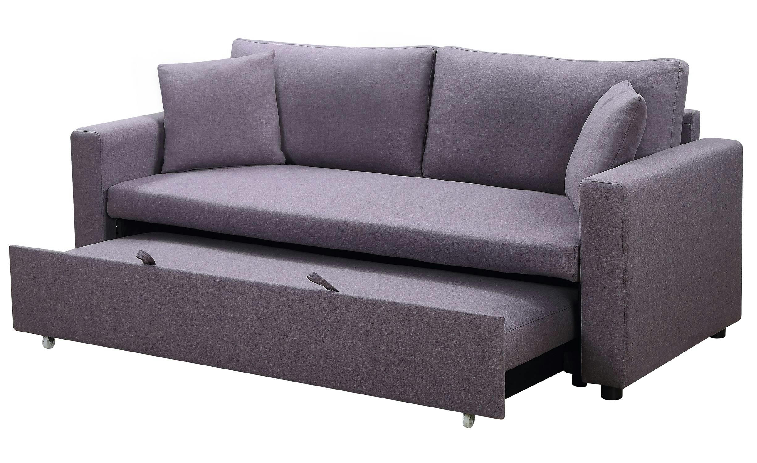 CONVERTIBLE - Canapé 3 places saphir tissu gris clair