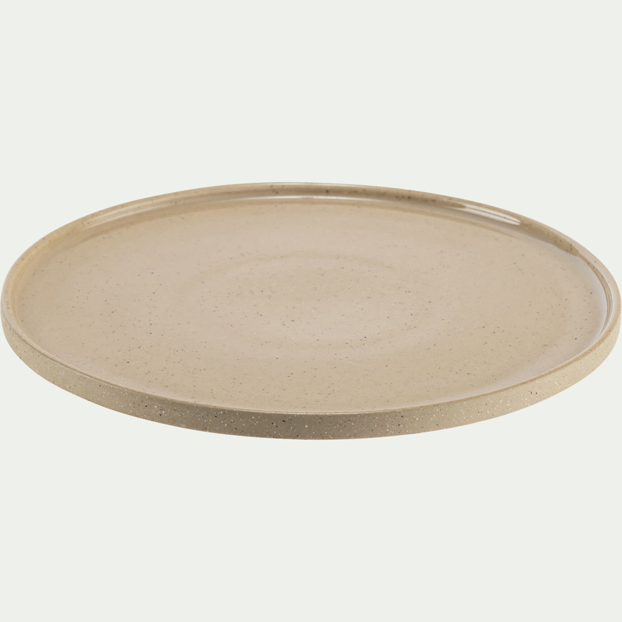 SUGITON - Assiette plate mouchetée en grès D26,1cm - beige