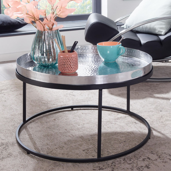FineBuy Stolik kawowy metal srebrny