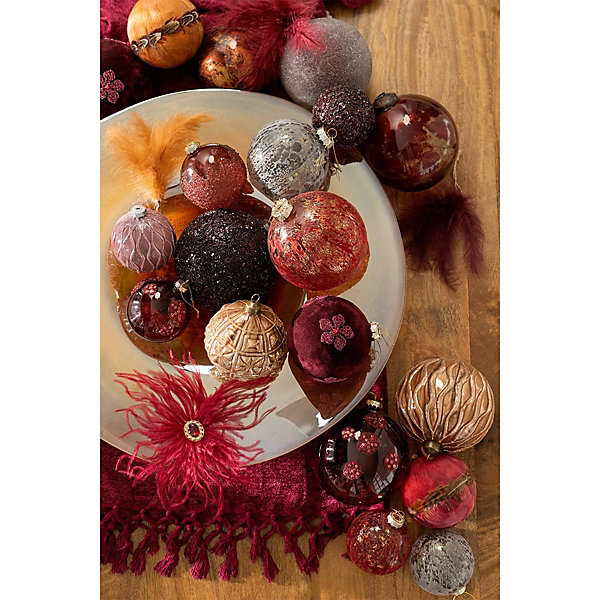 Boite de 4 boules de Noël en verre gris 10x10x10 cm