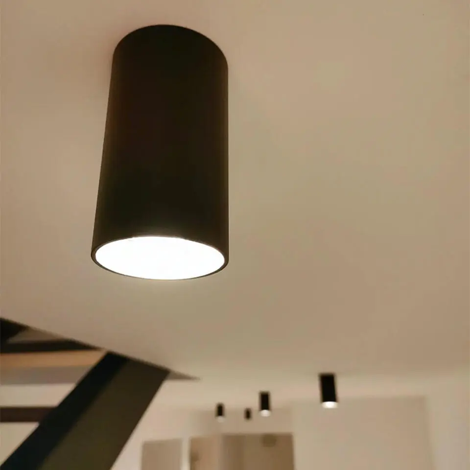 Qazqa spot tuba zwart gu10