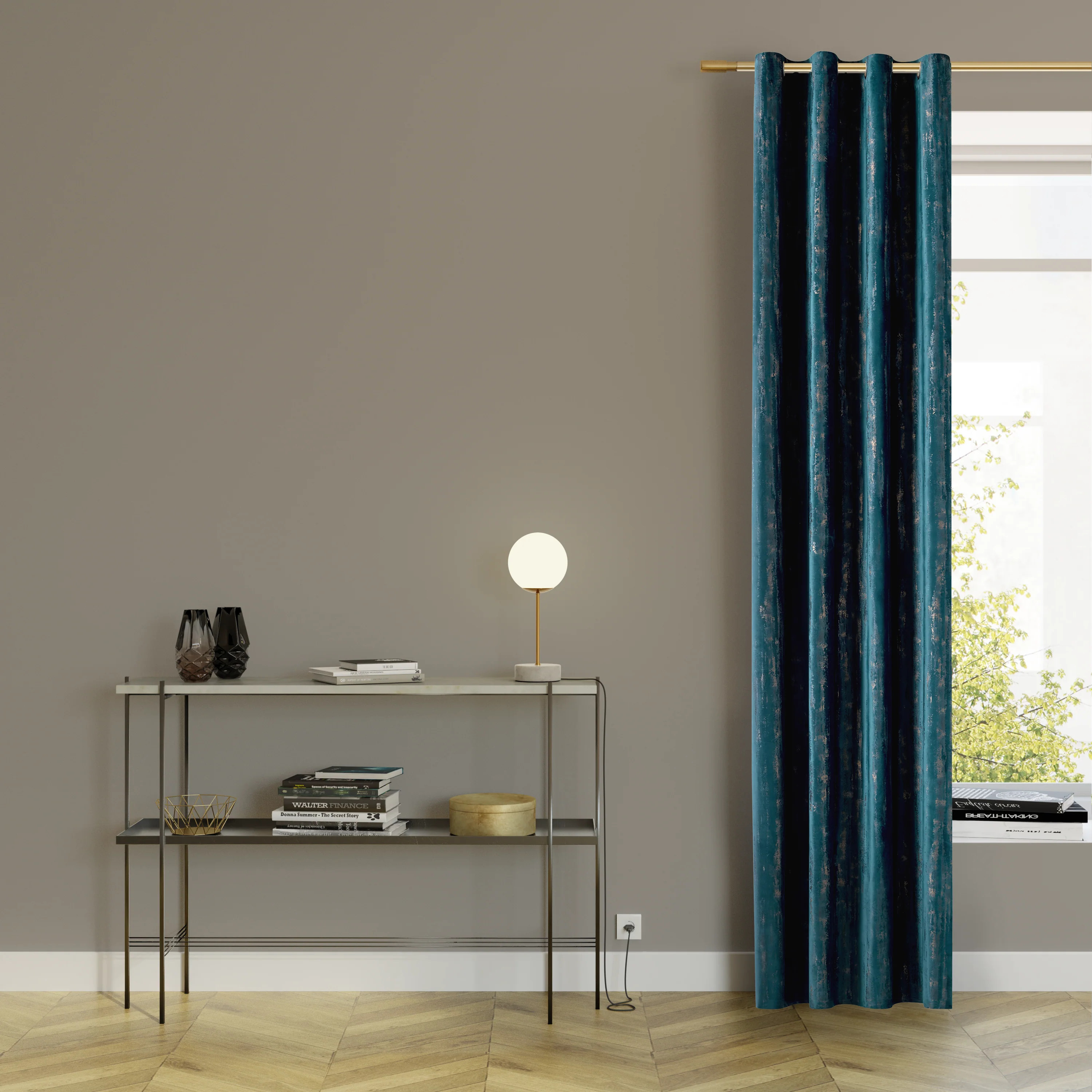 4MURS Rideau EMPREINTE coloris bleu canard 135 x 260 cm