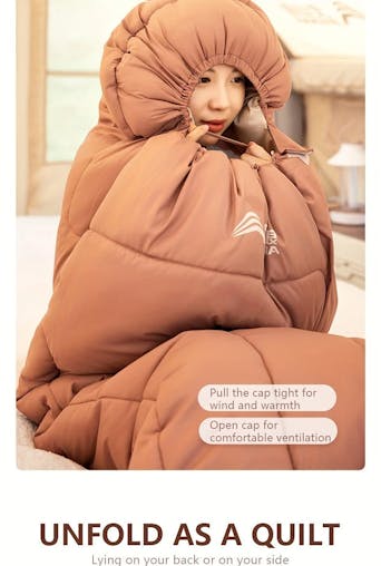 NNETM Warm Oval Sleeping Bag with Hat