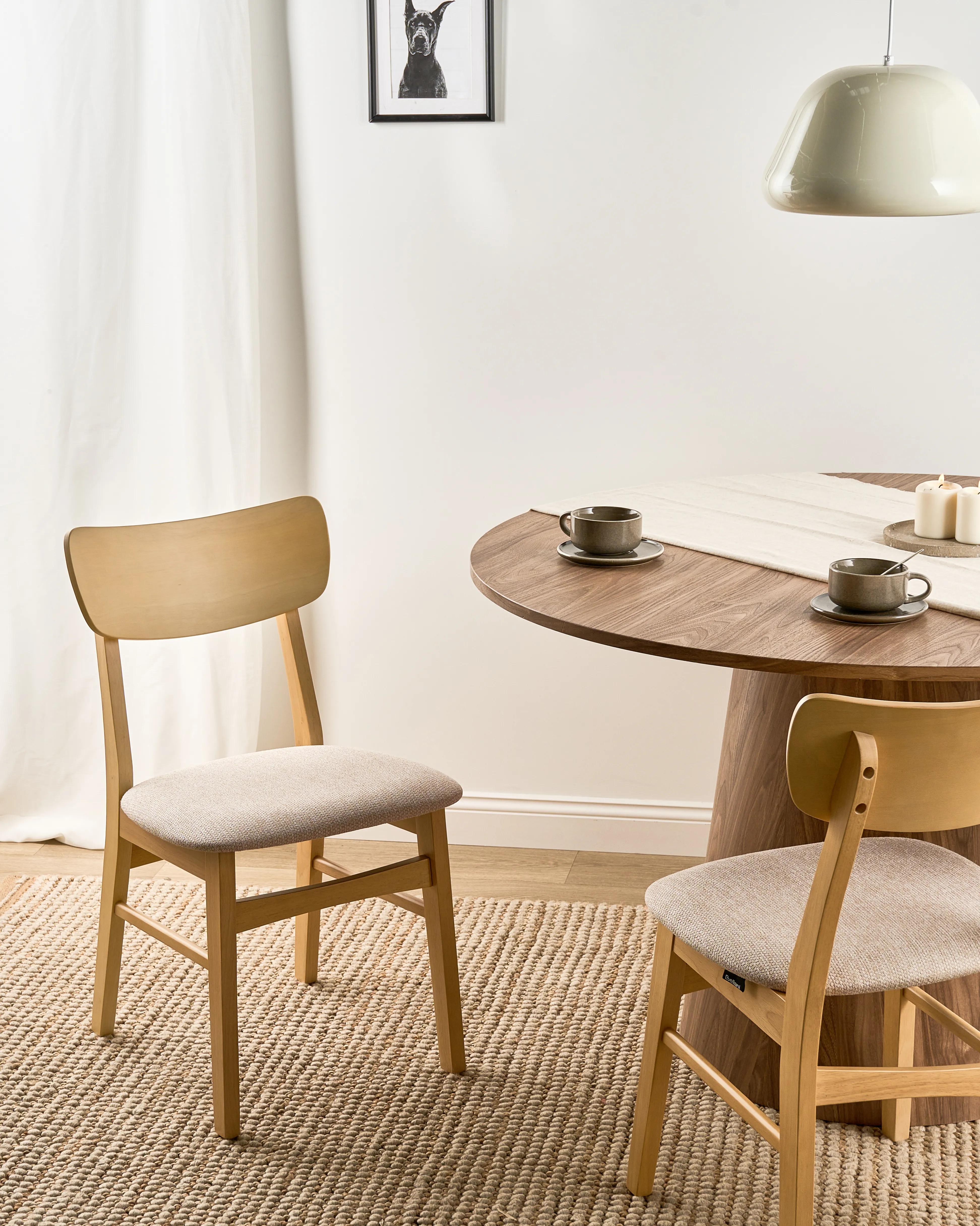 Set of 2 Dining Chairs ANOKA Wood Light Brown/ Beige