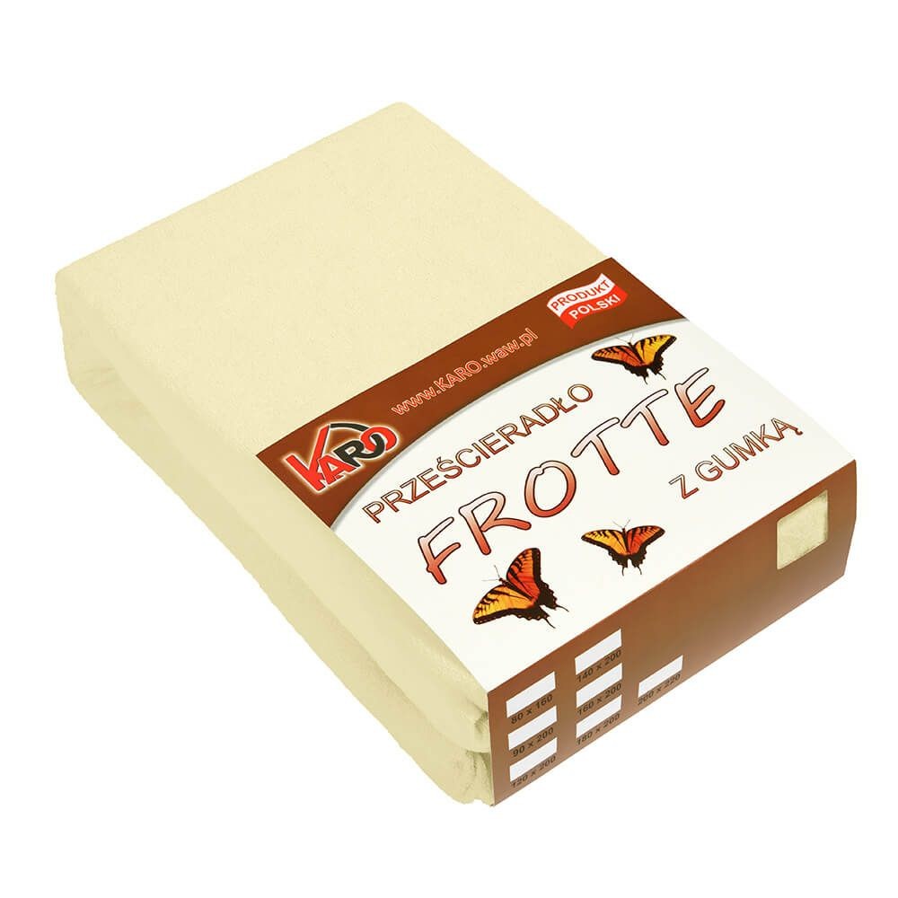 Prześcieradło frotte z gumką 120x200 kremowe 003 KARO