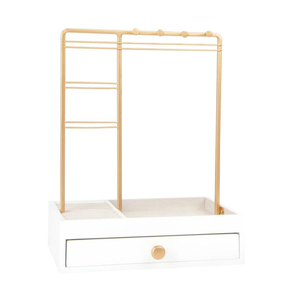 ORLA - Porte-bijoux 1 tiroir en métal blanc et doré