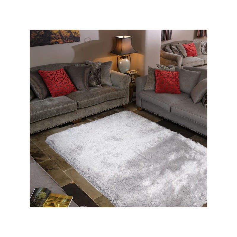 PEARL - Tapis shaggy épais en polyester Gris Clair 80 x 150