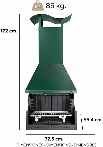 MF - Barbecue à bois et charbon style argentin pour jardin modèle Coven vert