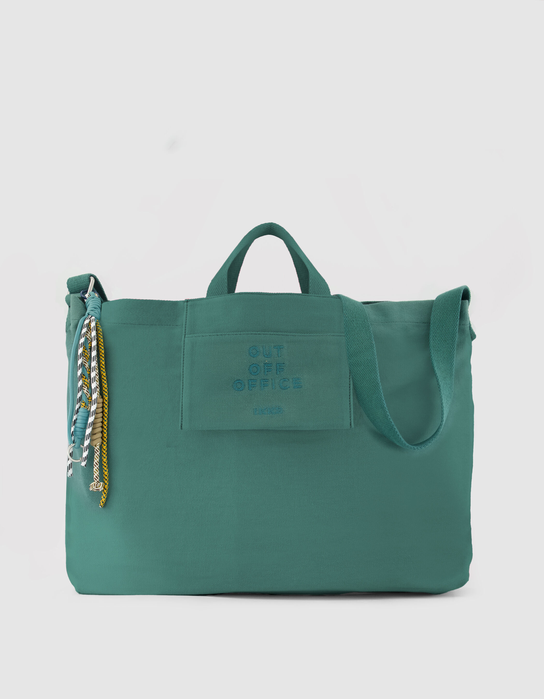 Sac totebag vert toile broderie Femme