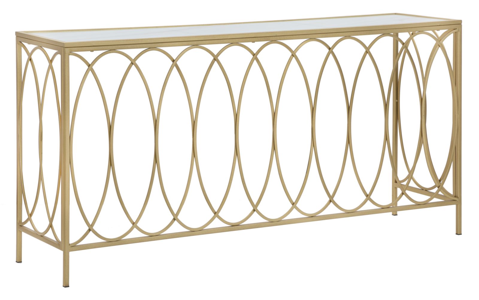 Mauro Ferretti Arc similmarble Console in goud metaal met spiegelblad