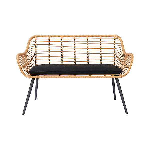Banc de jardin GoodHome Apolima effet rotin marron