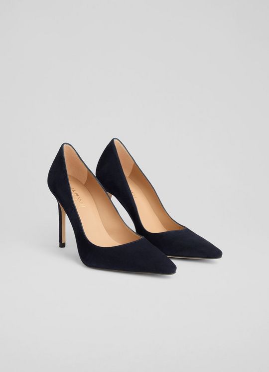 New Fern Navy Suede Pointed Toe Courts