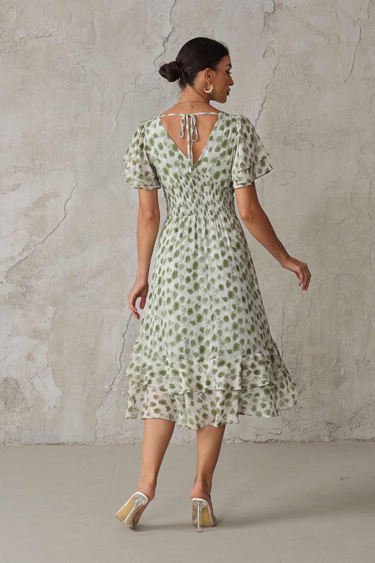 Jolie Moi Frill Hem Chiffon Midi Dress