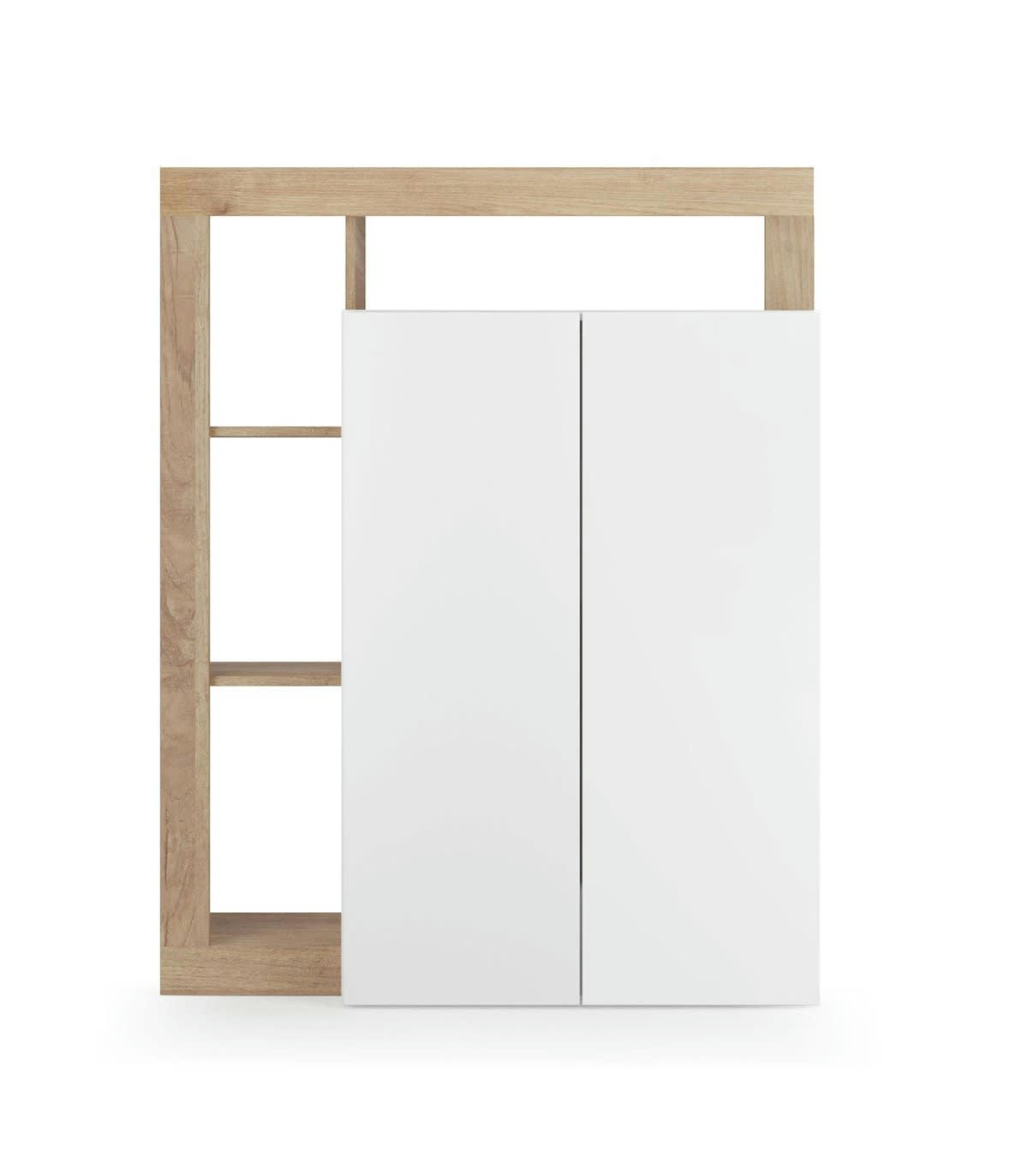 HAMBURG - Buffet 2 portes multifonction effet bois - H138,5 cm