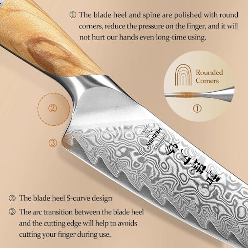NNEOBAFlagship Series 5-Inch Utility Knife 73-Layer Powder Damascus Steel Brown
