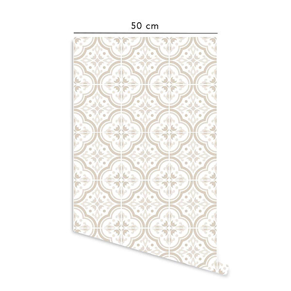 Crédence adhésive lavable cuisine écru et blanc en vinyle lavable et amovible - 1 rouleau 50x300 cm - Decochic