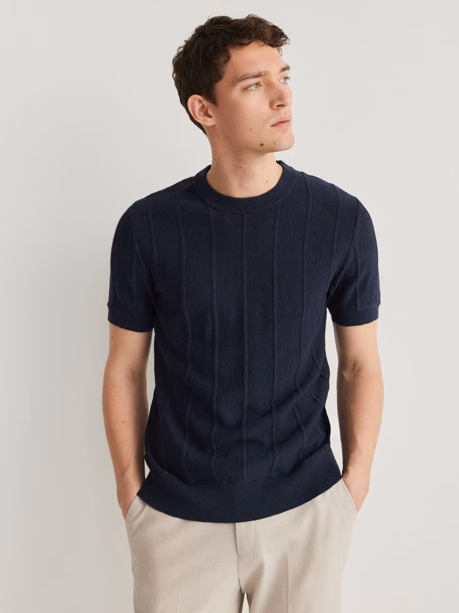 Short Sleeve Jumper With Linen Blend