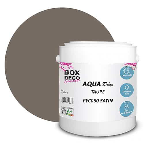 Marron Taupe Peinture murale acrylique aspect satin Aqua Déco - 2,5 L