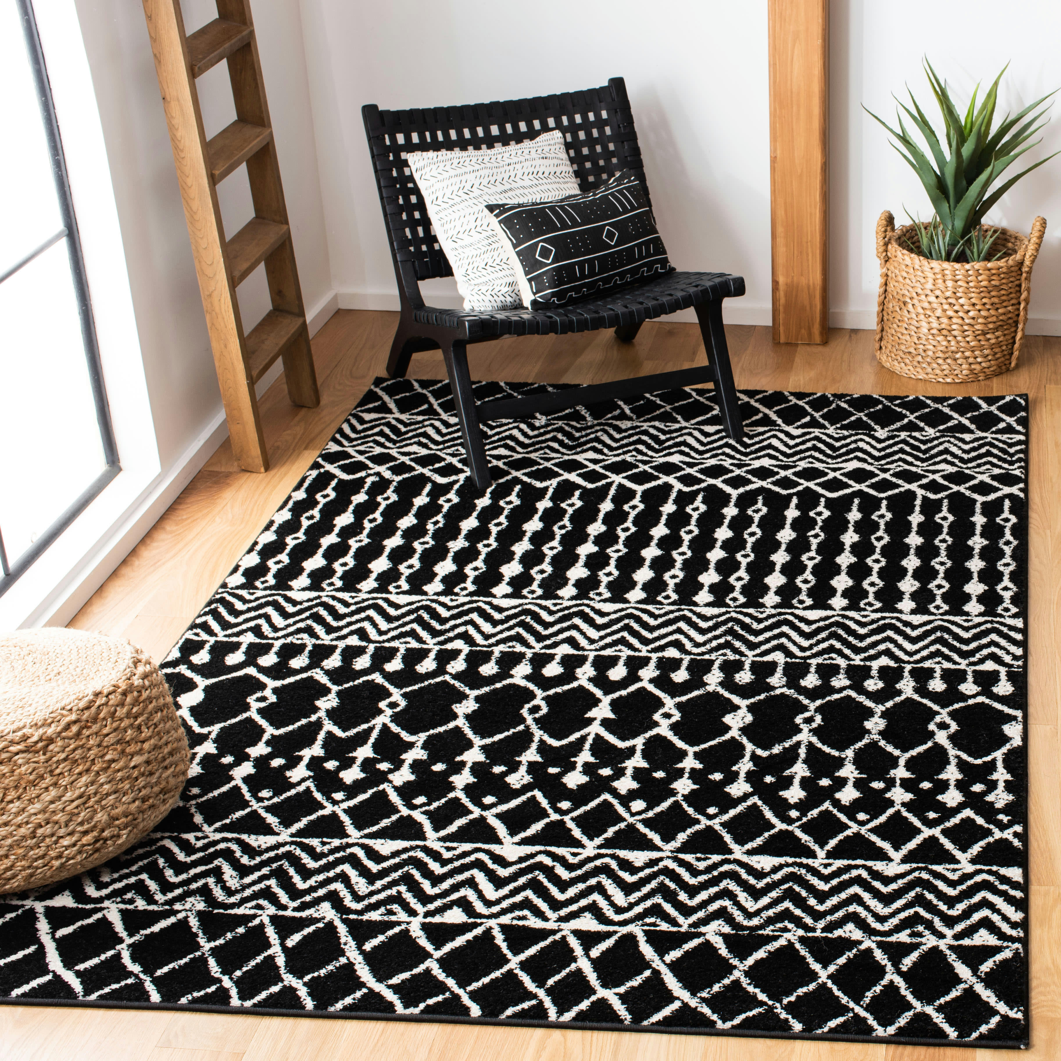 TULUM - Tapis de salon interieur en noir & ivoire, 160 x 229 cm