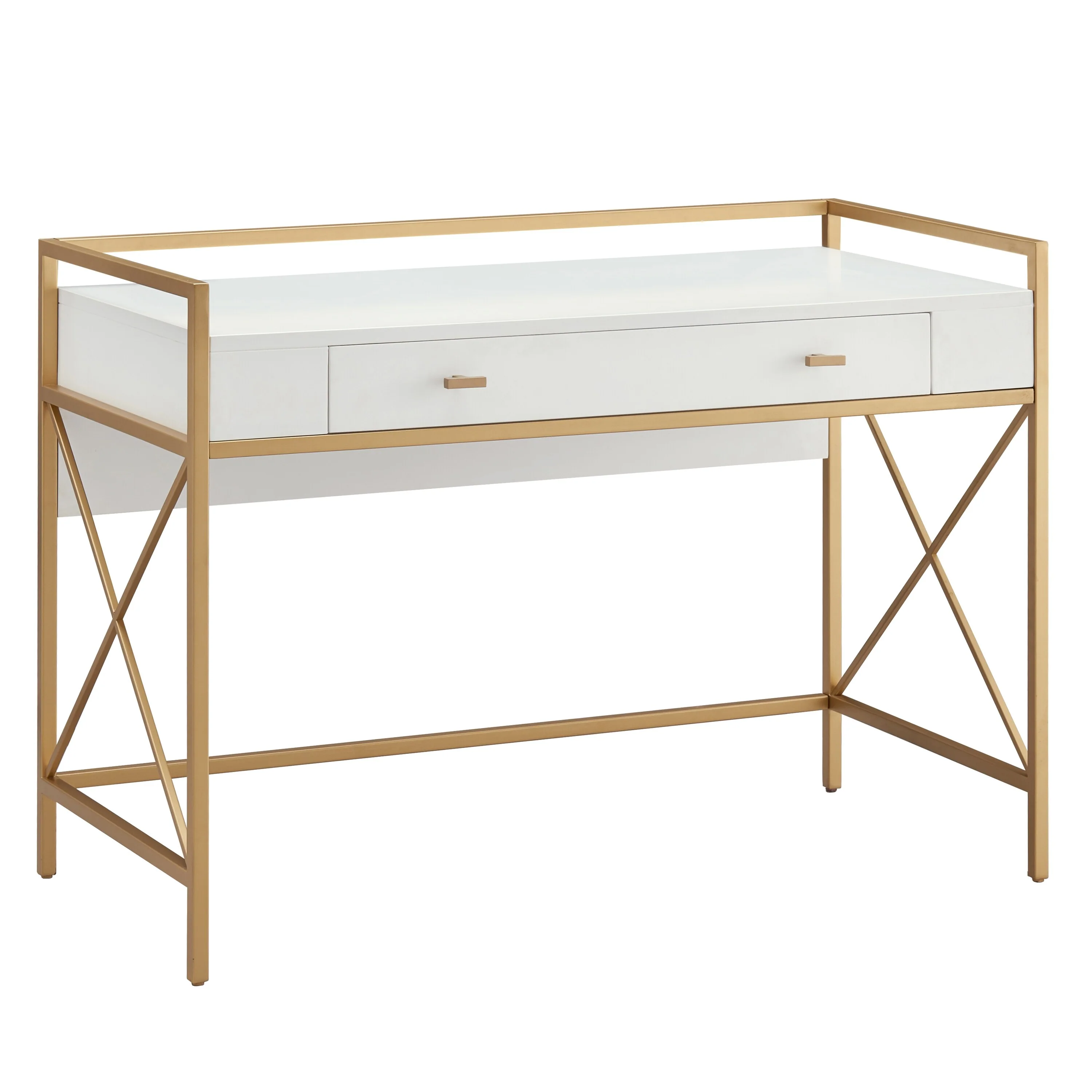 Leick Home Claudette Mixed Metal and Wood Flat Wall Computer Writing Desk