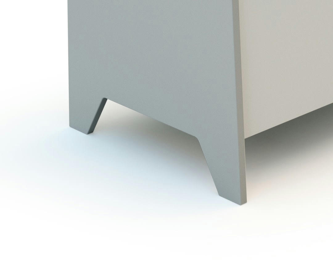 - Bac à jouets ouvert avec poignée gris et blanc