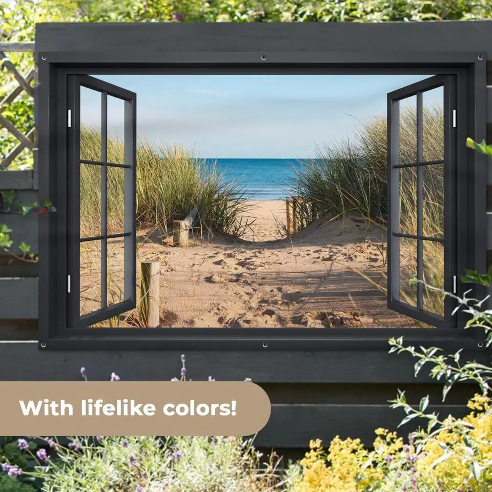MuchoWow Tuinposter 180x120cm Doorkijk Strand Zee Zand Water