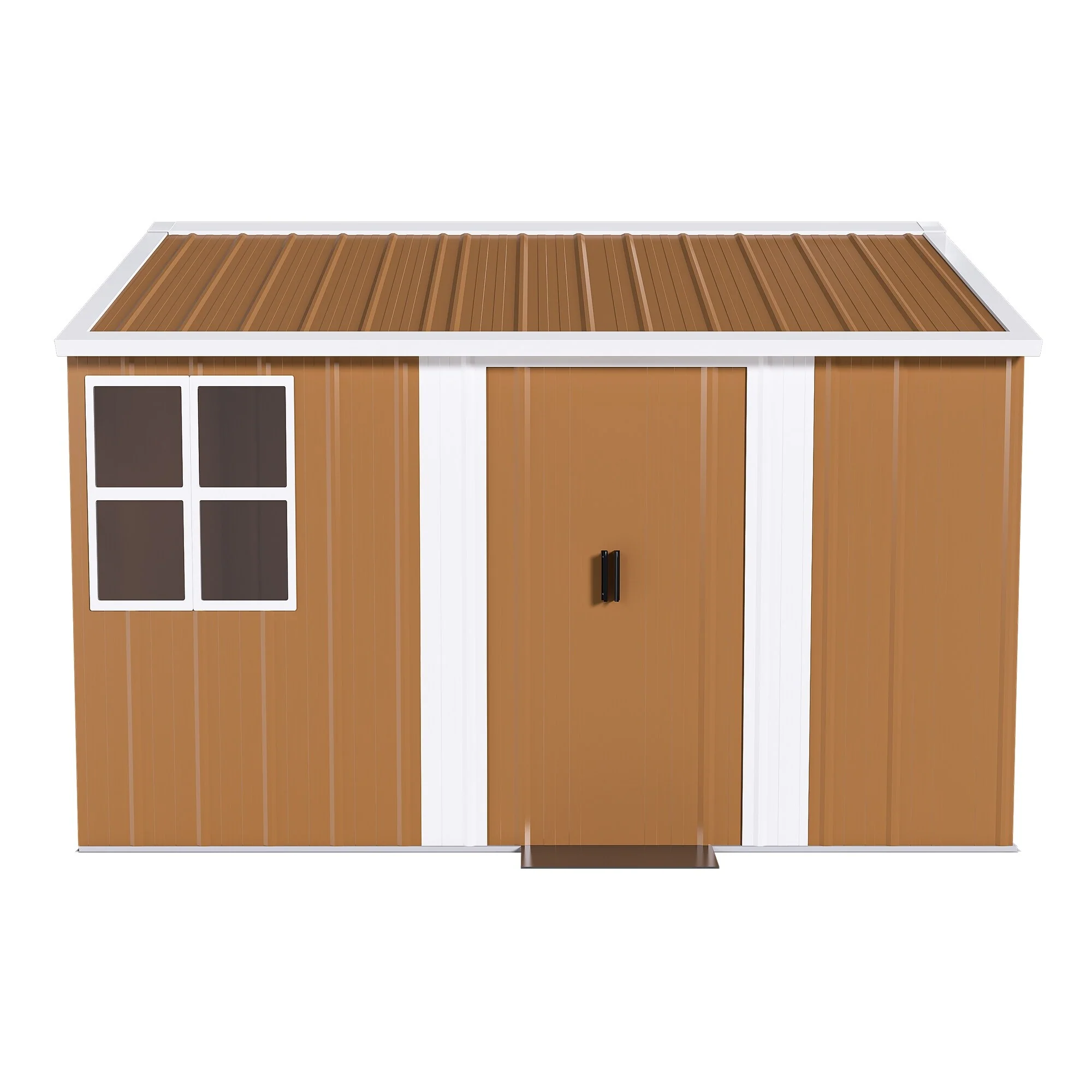 8x10 FT Heavy-Duty Metal Shed w/Windows，Weatherproof Garden Storage - 8X10 FT