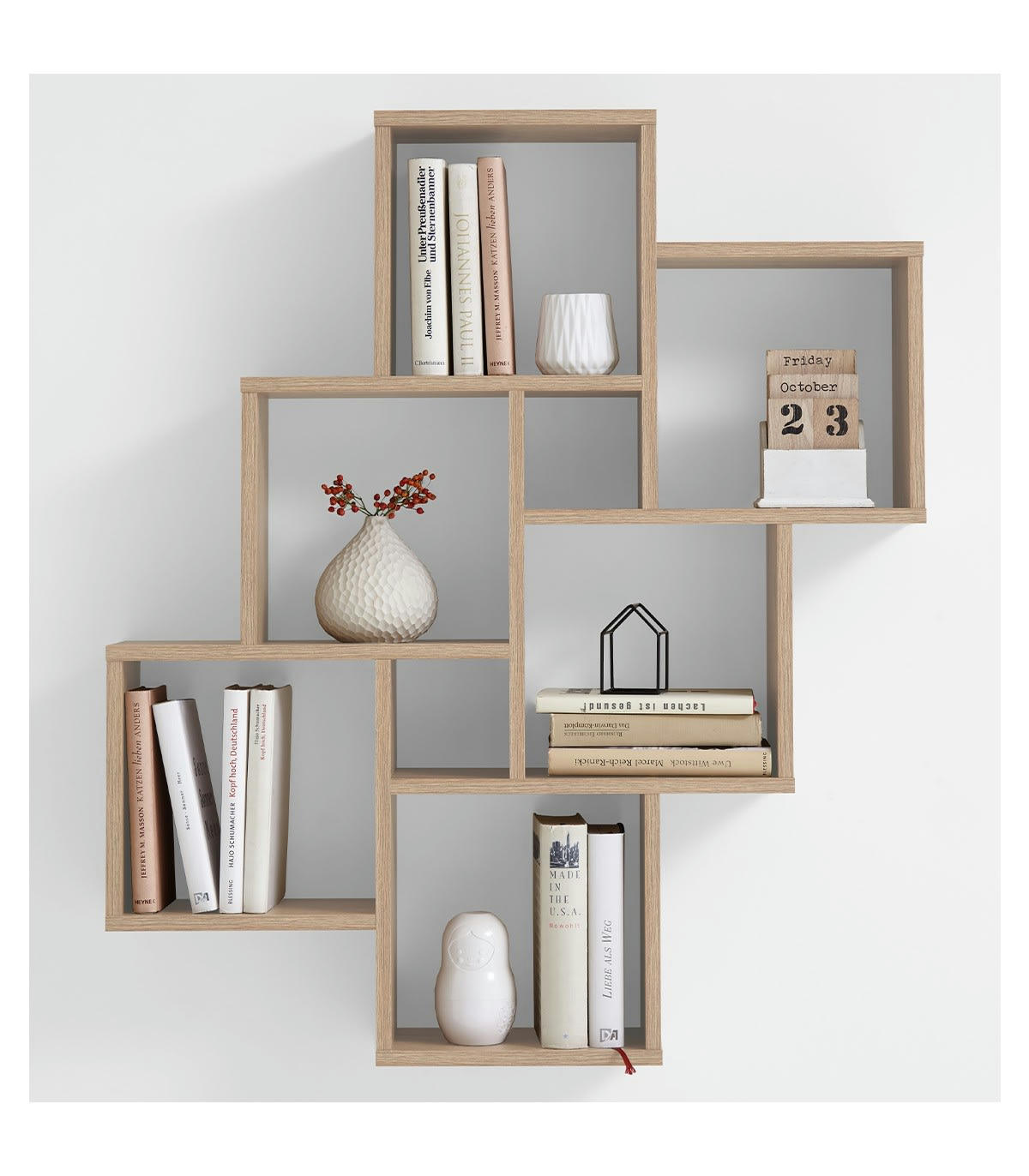 LAURIO - Étagère Murale Flottante 8 Compartiments