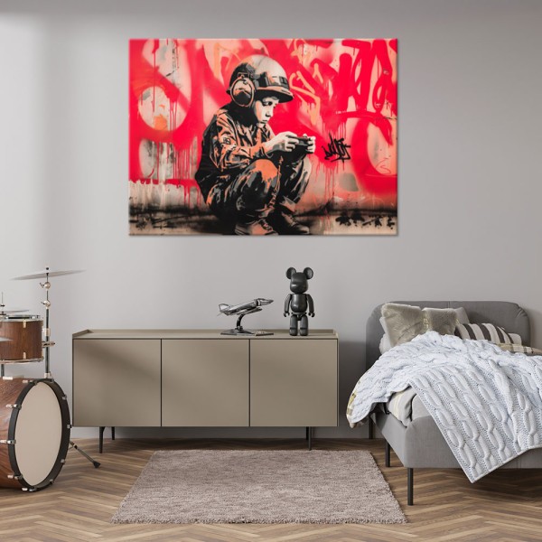 Feeby Obraz na płótnie, Żołnierz Chłopiec Street Art 60x40