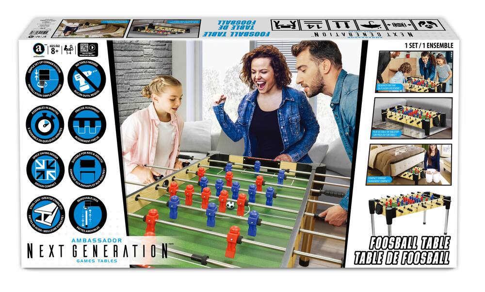 Ambassador Foosball Soccer Game Table, Wood Finish, 48-in