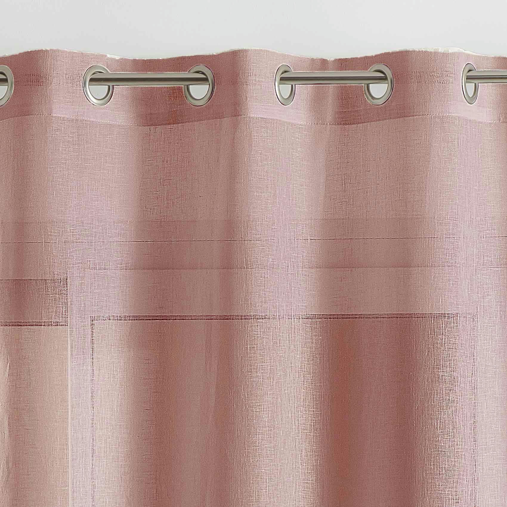 - Voilage 100% lin rose 140x260 cm