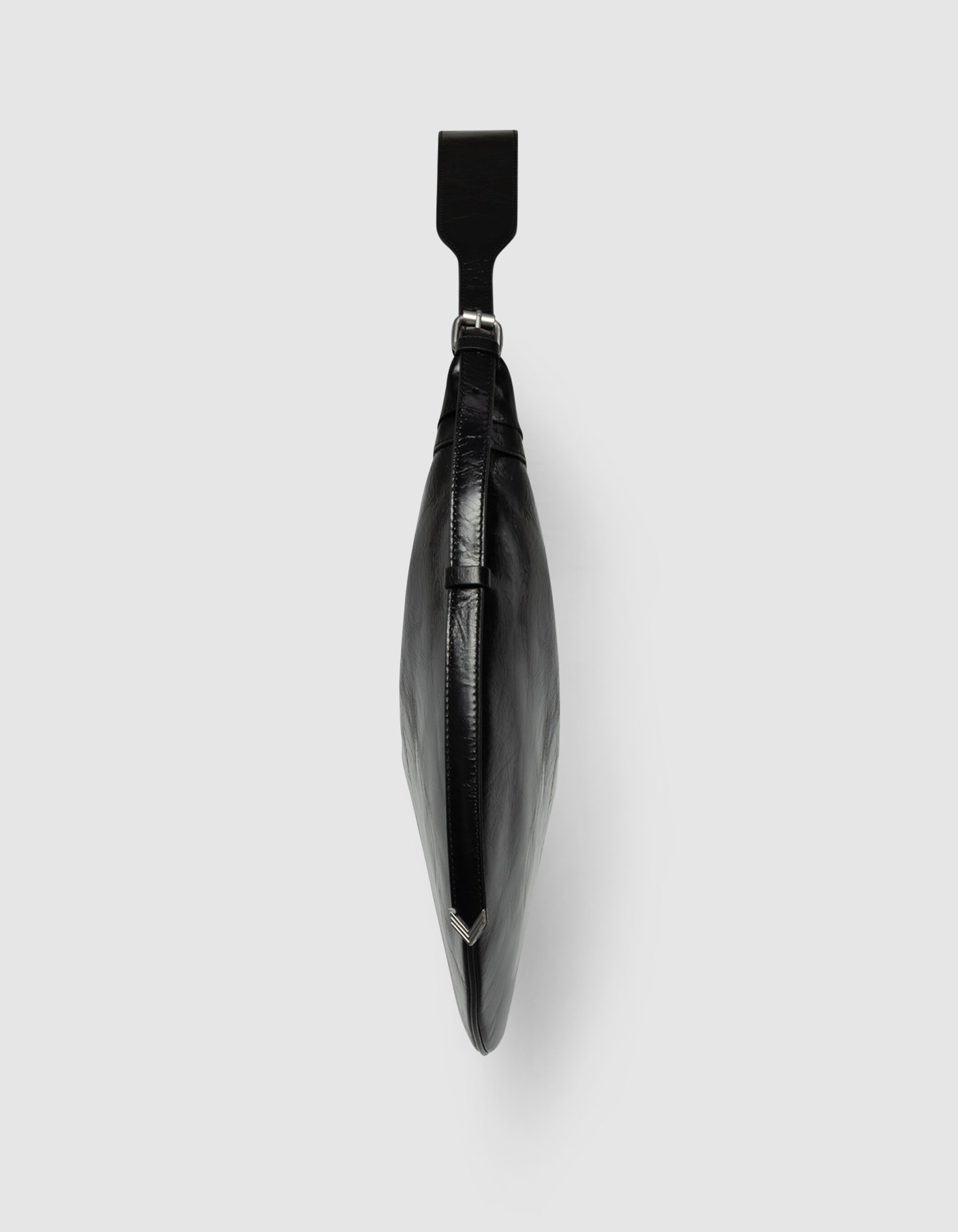 Sac demi-lune noir cuir glacé Allane Femme