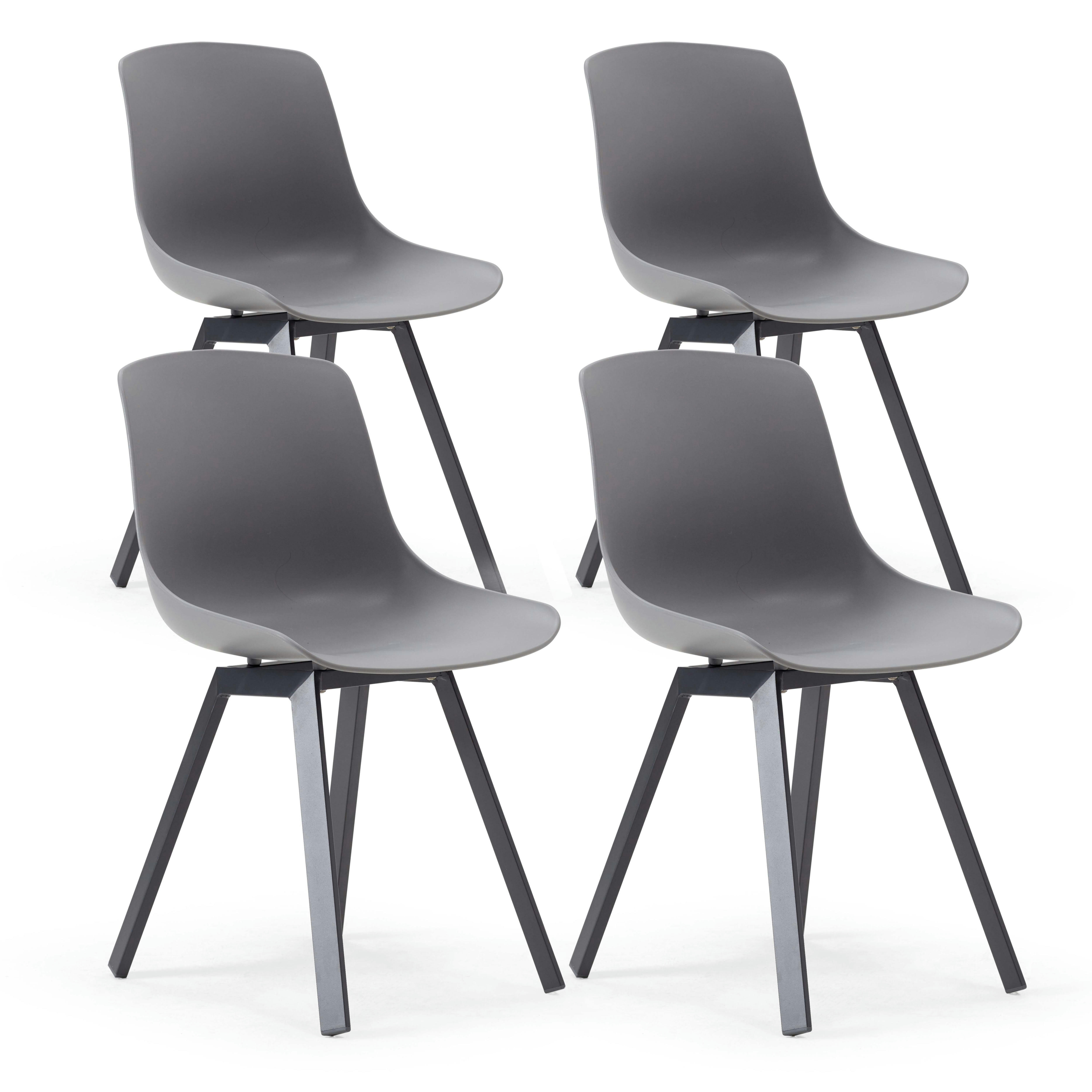 SAMOA - Lot de 4 chaises scandinave aluminium grises