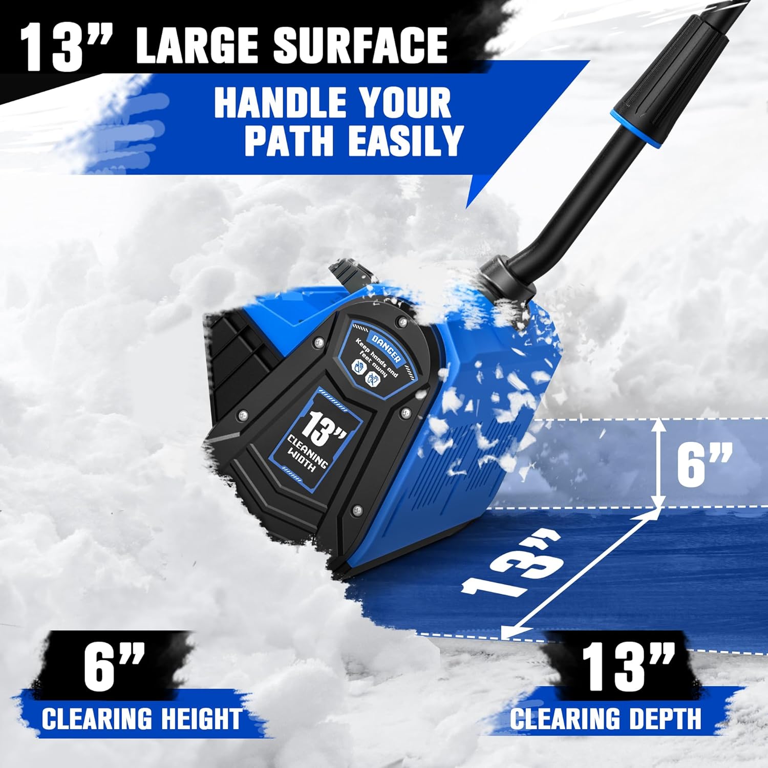 40V Cordless Snow Shovel  13 Inch 4.0Ah Electric Snow Shovel with Directional Plate  Brushless Cordless Snow Blower for Pathway  Patio  Deck  Driveway  Blue