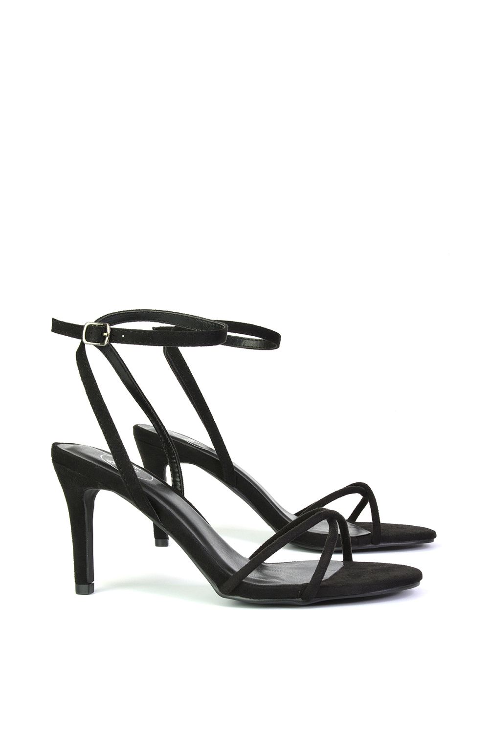XY London Ridge' Strappy Round Toe Mid High Heel Stiletto Sandals