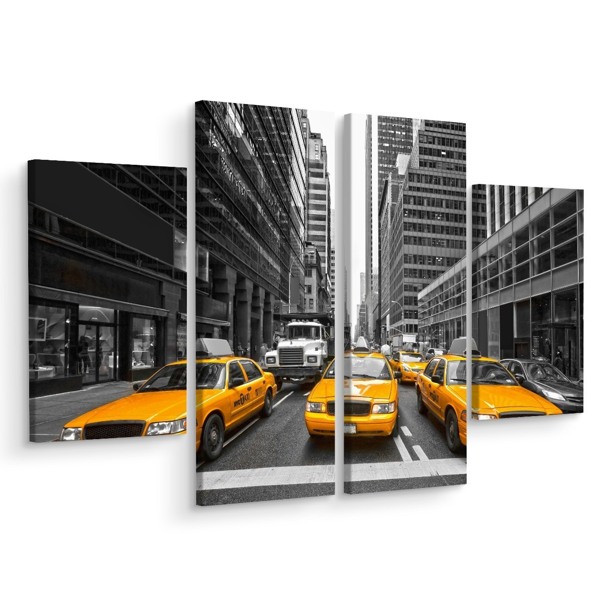 Obraz 4-Częściowy Nowy Jork Taxi Miasto 3D 80x60cm