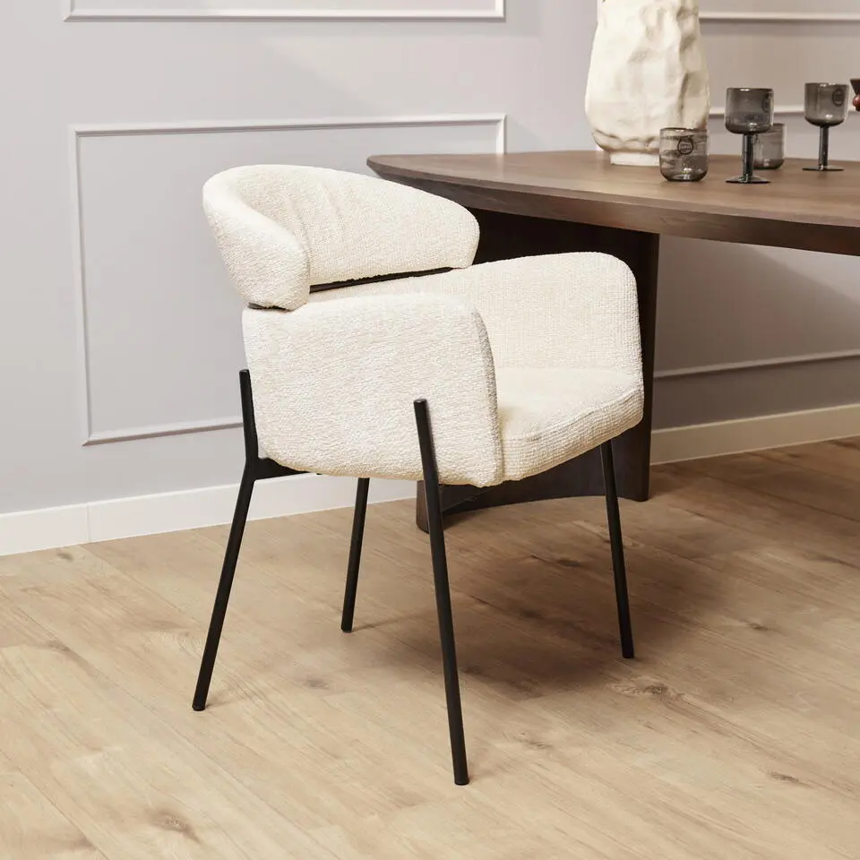 Eetkamerstoel Wit Stof - Otis - Set van 2