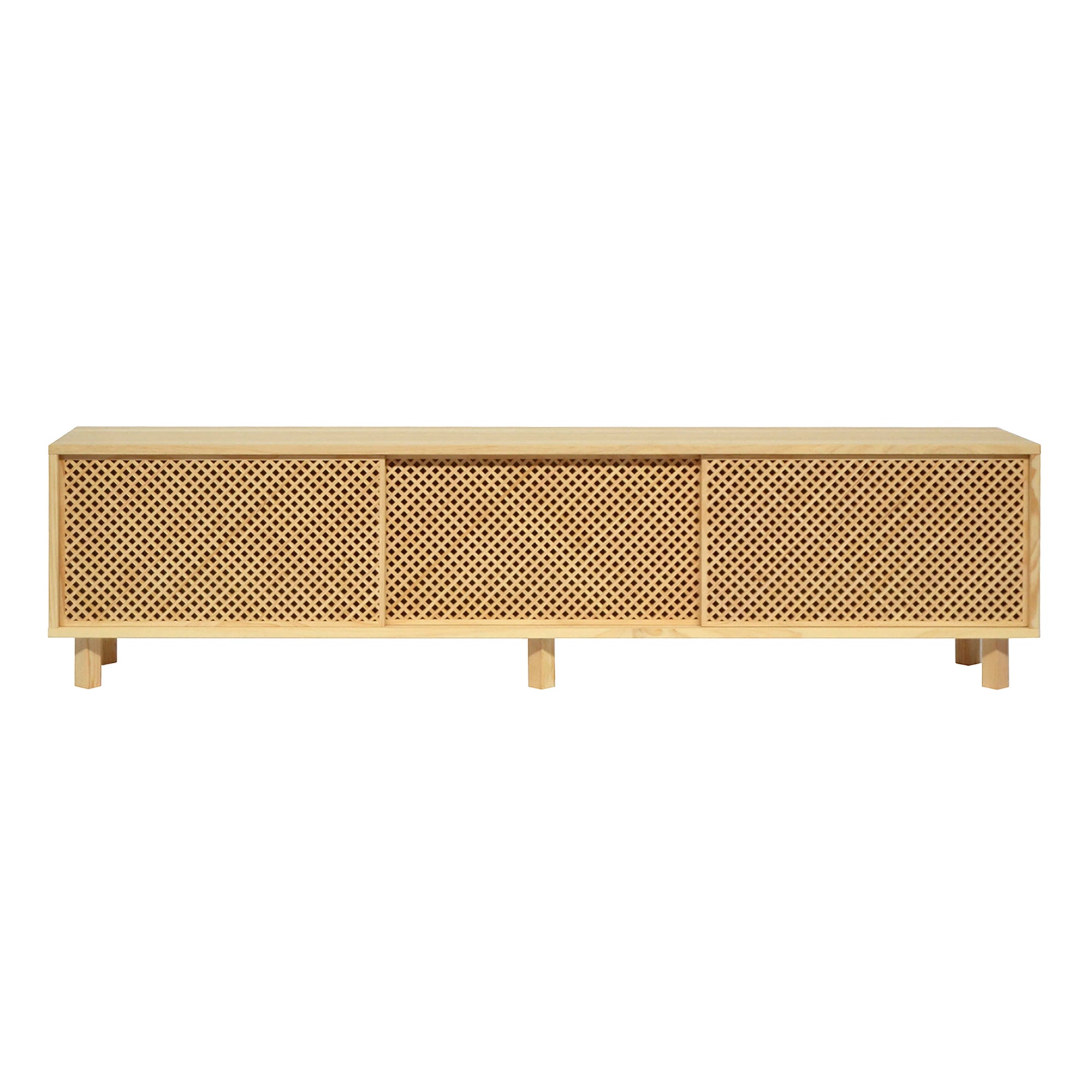 Naan Furniture TV meubel Menorca - Natuurlijk ongelakt massief grenen - 3 deuren - 180 cm