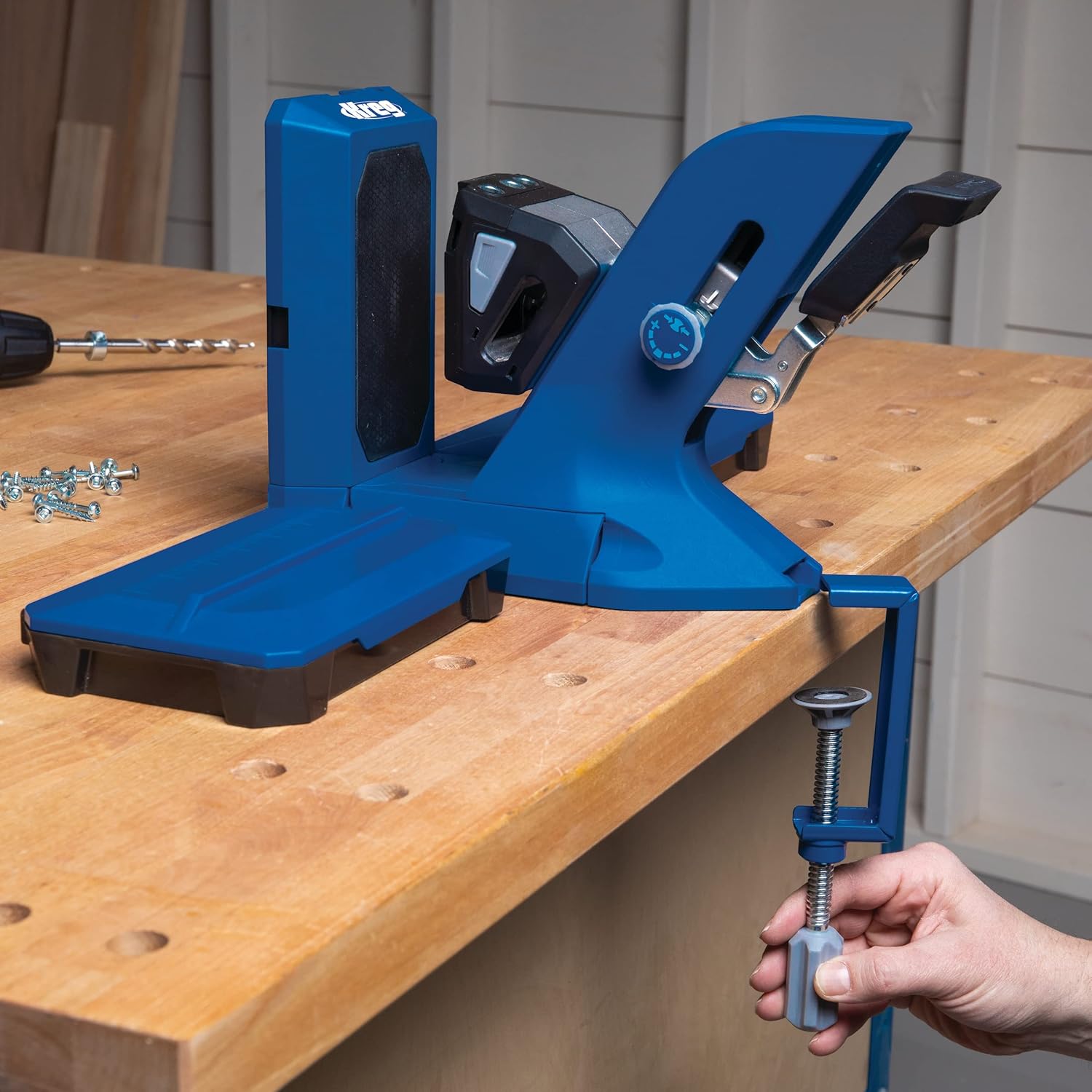 Kreg Tool KPHJ720PRO Pocket-Hole Jig 720PRO - Easy Clamping & Adjusting - Includes Durable Kreg Pocket-Hole Screws - For Materials 1/2 to 1 1/2 Thick