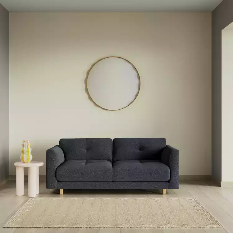 Habitat Emely Fabric 2 Seater Sofa - Charcoal - Ash Leg