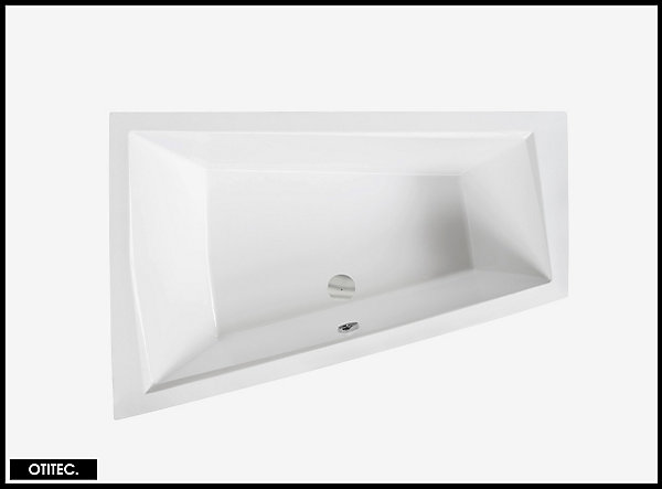 Baignoire Asymétrique avec Tablier Noir - 180 x 125 cm - GAUCHE - INTIMA DUO - 2 REPOSE-TÊTES OFFERTS