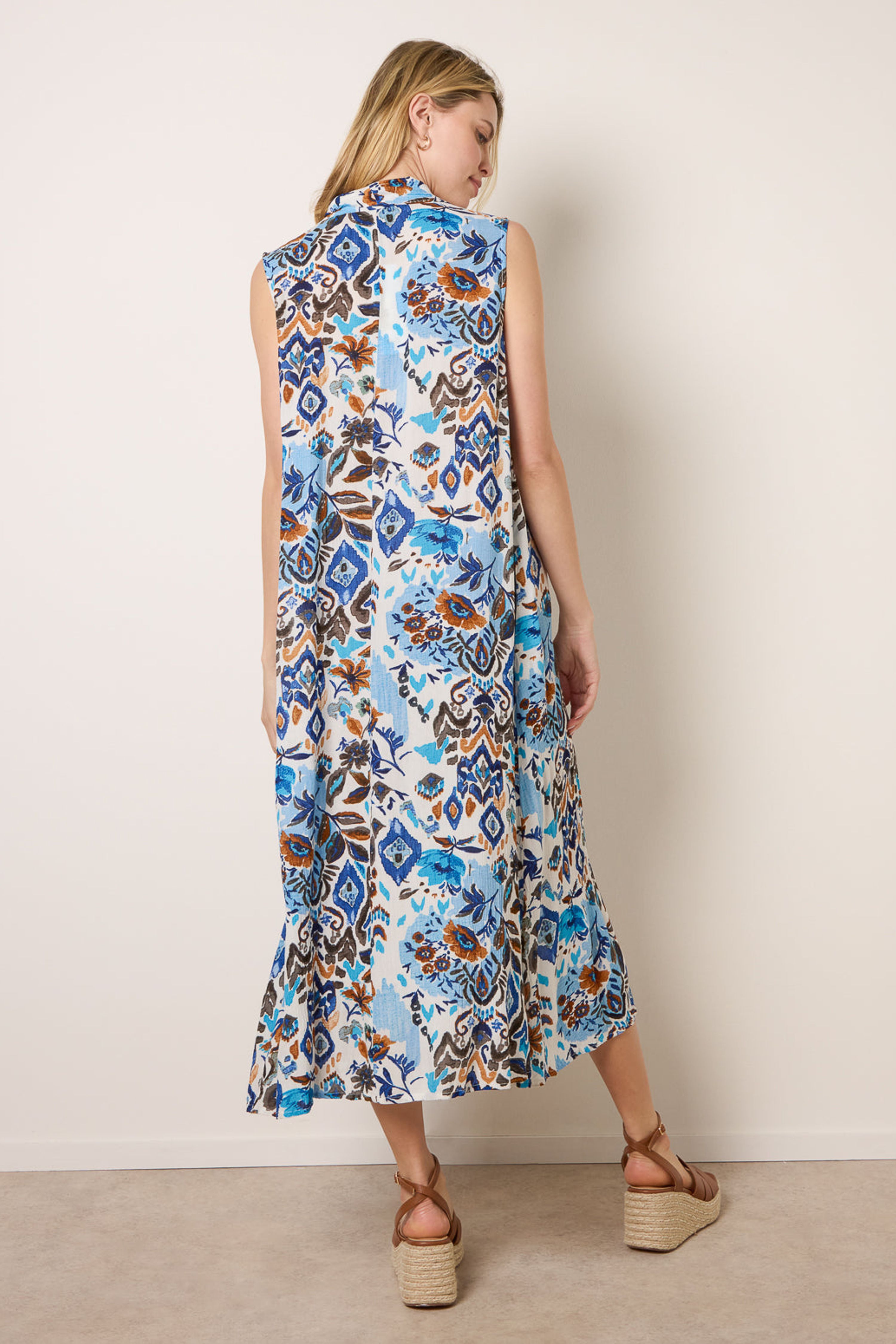 Blue Vanilla Blue V Neck Loose Fit Maxi Dress