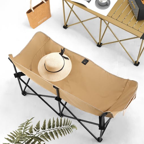 NNETM 2-Person Folding Camping Sofa Chair with Armrests