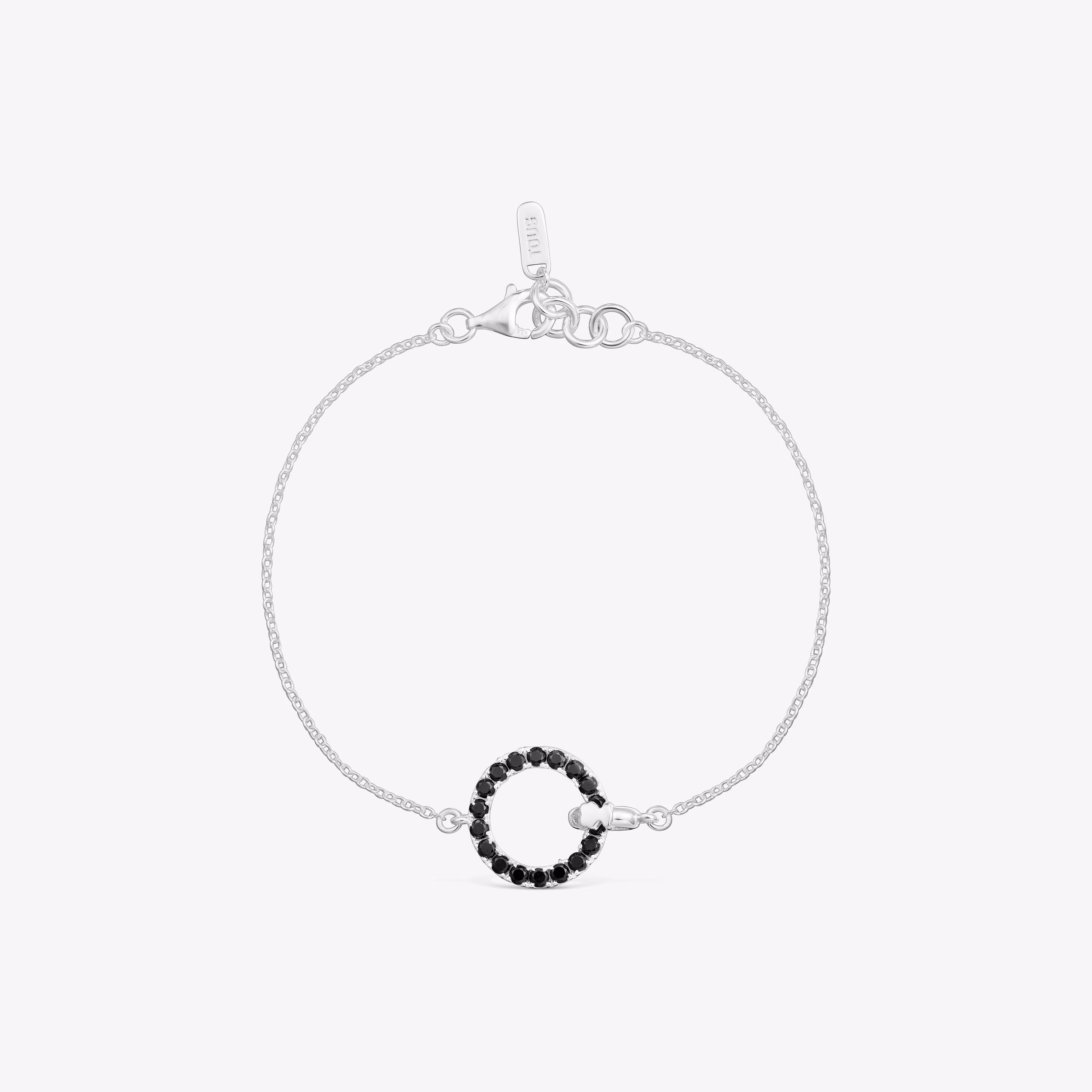 Pulsera cadena de plata y espinela negra Straight