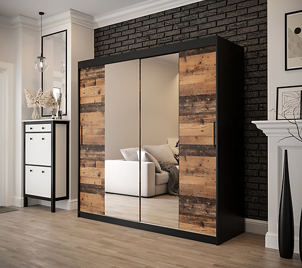 Armoire Old Style T1 a portes coulissantes H. 200 x L. 200 x P. 62 2 portes