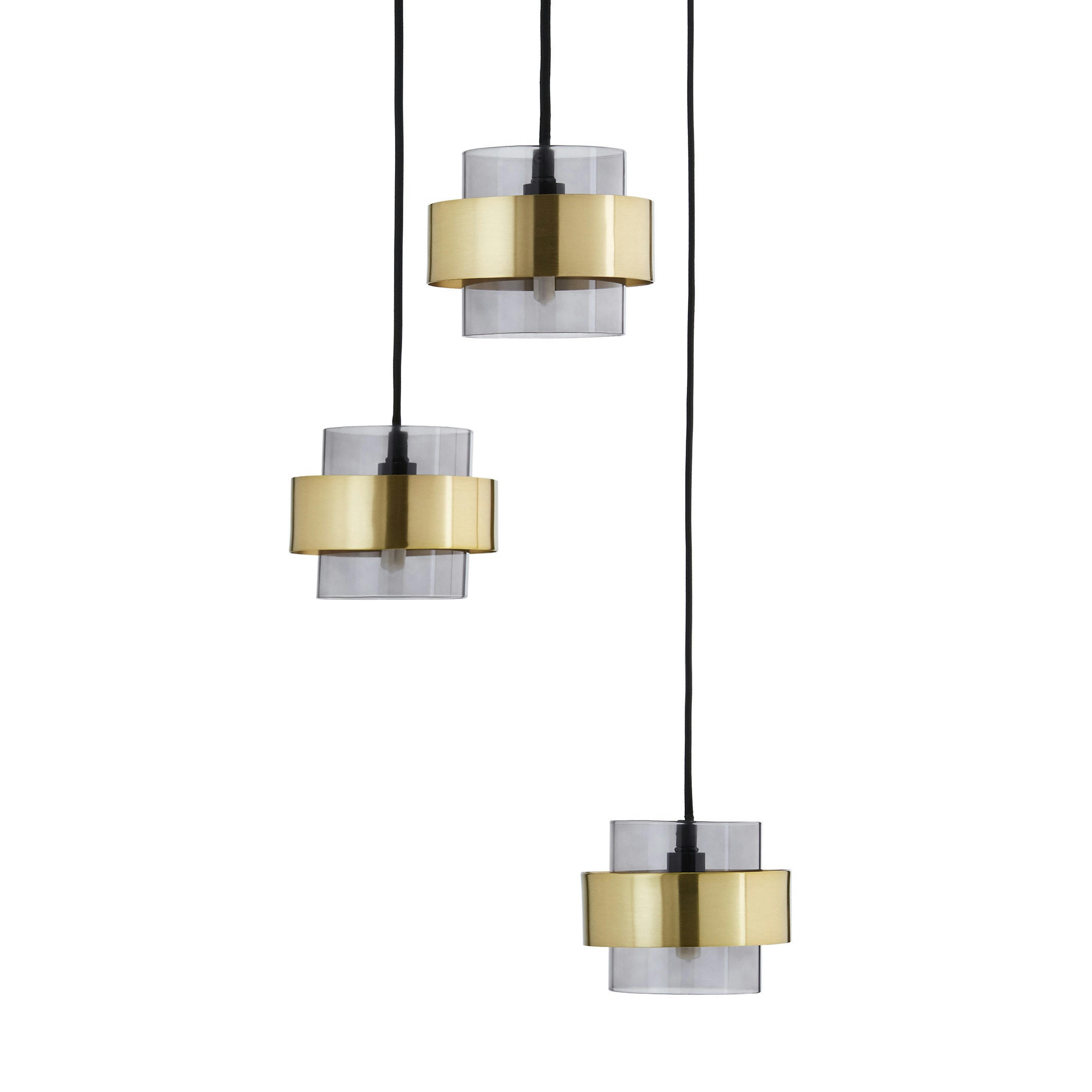 Suspension grappe verre fumé et laiton, Botello
